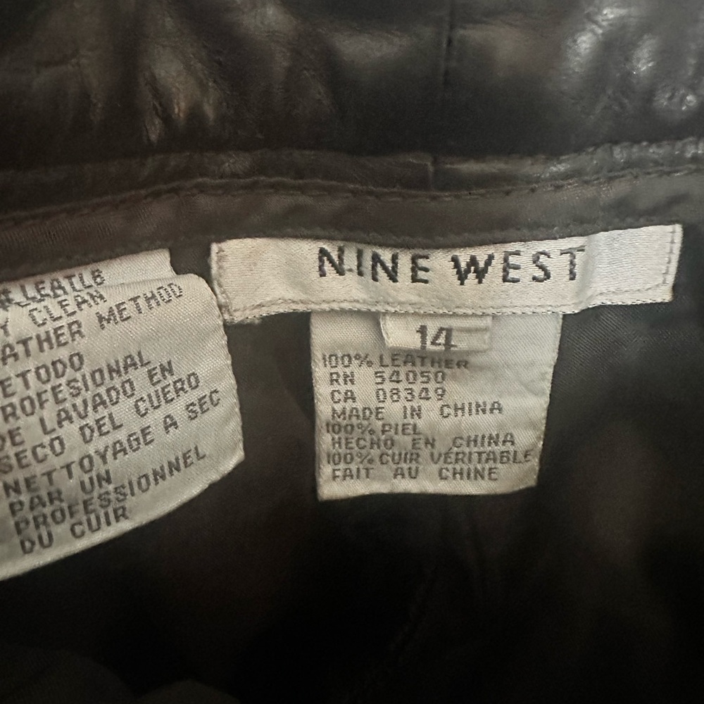 Nine West Dark Brown 100% Leather Trousers 14 - Picture 4 of 8